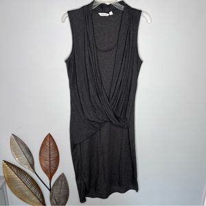 Athleta Dress Women‎ Heathered Gray Crisscrossed Draped Ruched Front J4